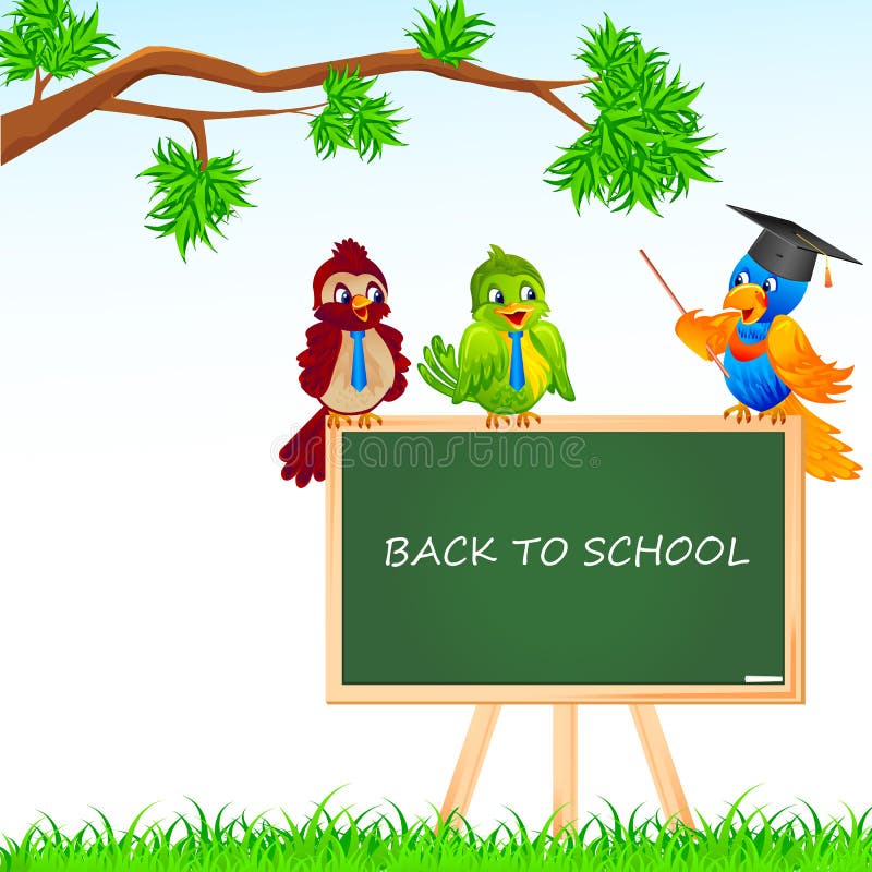 Vector illustration of bird student and teacher on blackboard. Vector illustration of bird student and teacher on blackboard
