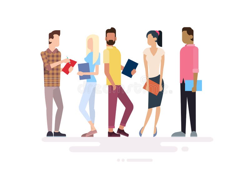 Studenten Group People Holding bokar utbildning stock illustrationer Studenten Group People Holding bokar utbildning stock illustrationer