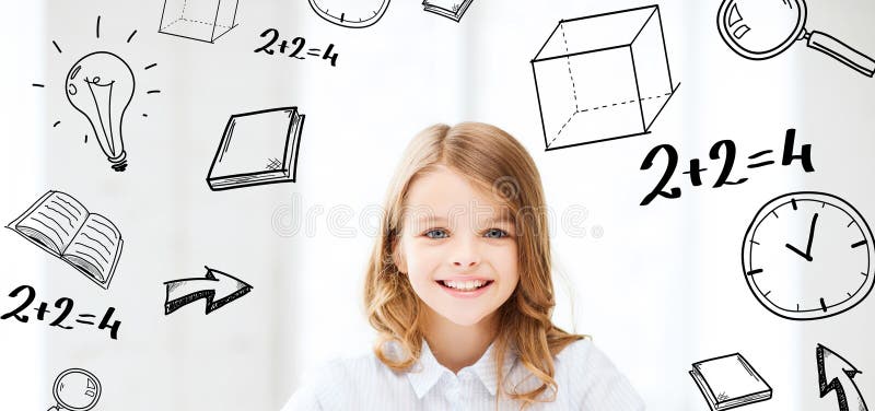 Studentenmädchen, das in der Schule studiert stockfotos Studentenmädchen, das in der Schule studiert stockfotos
