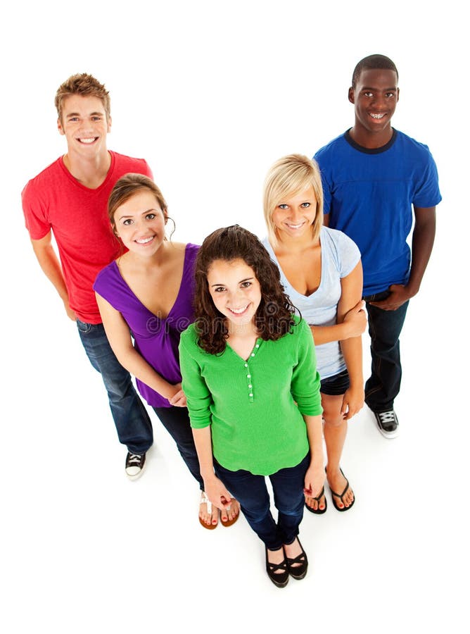 Studenti: Gruppo Multi-etnico sorridente di adolescenti immagine stock Studenti: Gruppo Multi-etnico sorridente di adolescenti immagine stock