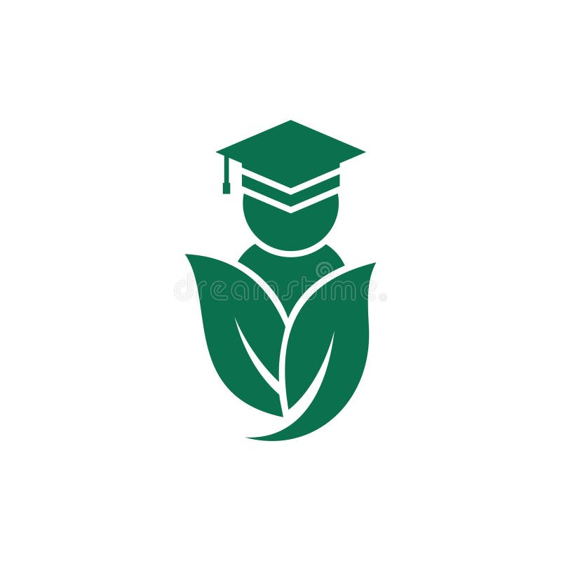 Studentlogotyp med bladlogotyp med minimalistisk stil. utbildningssymboldesign för vektorlogotyp. mall för utbildningssymbol, symboldesigna grafisk illustrationsmall för vektorlogotyp.