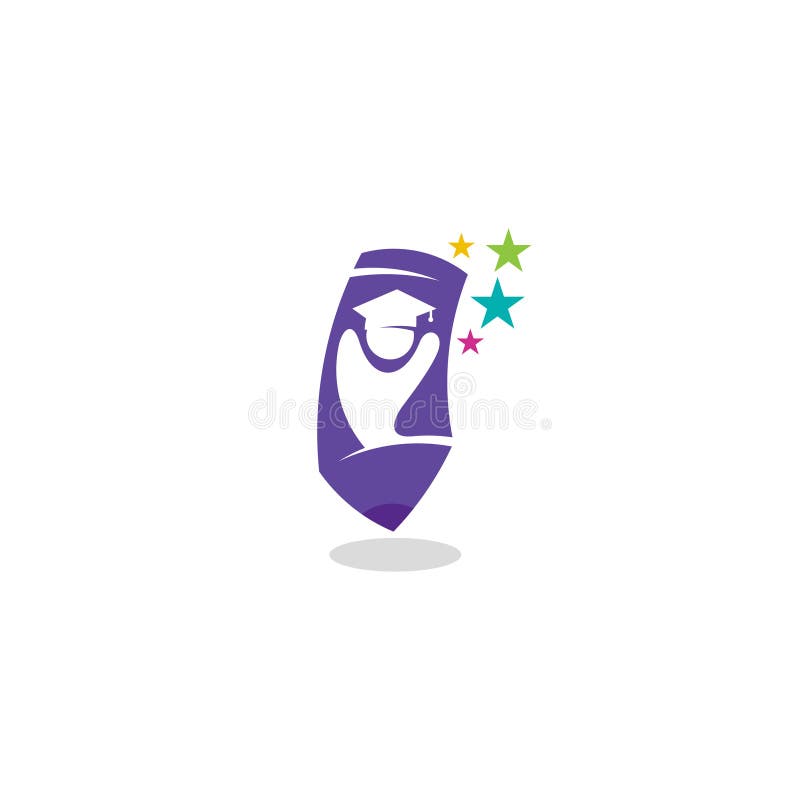Studentlogotyp med en kombination av penndesign, färgstark vektor illustrationer