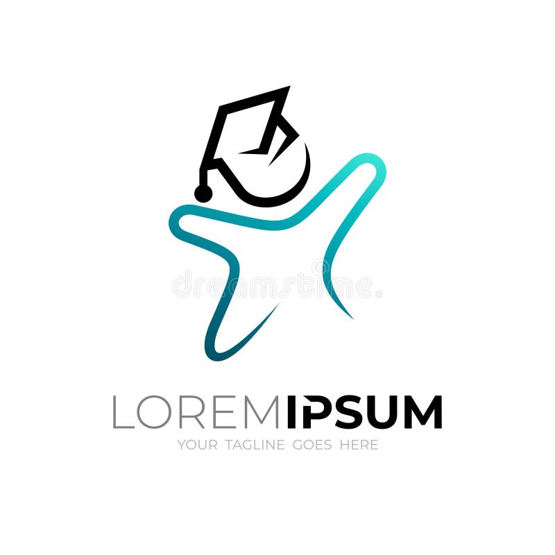 Studentlogotyp med enkel design för vektorinje stock illustrationer