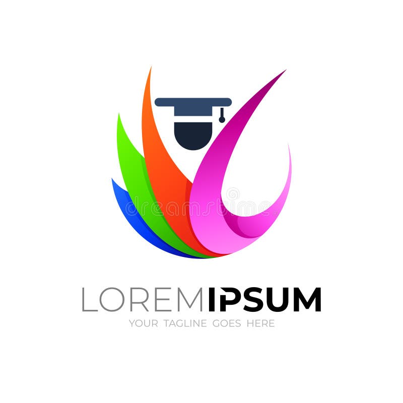 Studentlogotyp med färglogotyp stock illustrationer