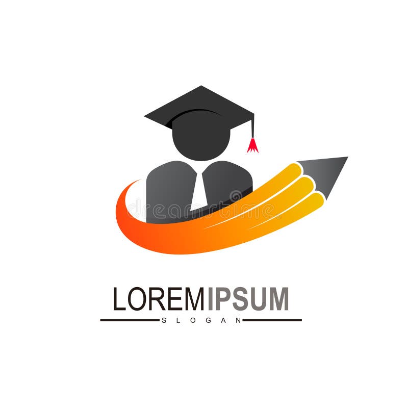 Studentlogotyp med penna, Utbildning royaltyfri illustrationer