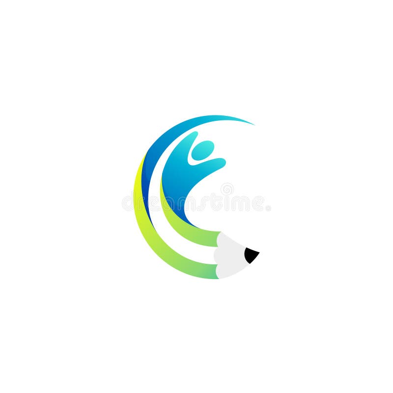 Studentlogotyp och pennformkombinationsbokstav c logotyper stock illustrationer