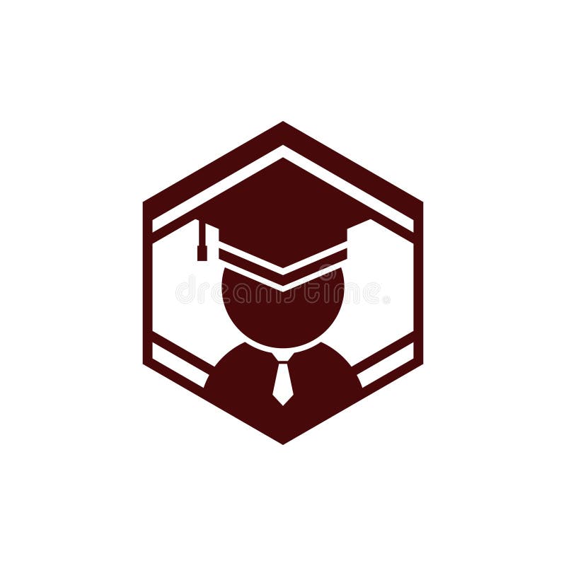 Studentlogotyp. sexkantsstudentlogotyp med minimalistisk stil. symbolkonceptmall för isolerad vektordesign stock illustrationer