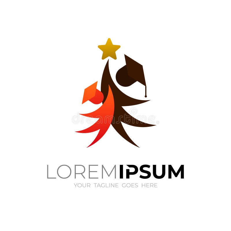 Studentlogotyp som når skyhögt mål royaltyfri illustrationer