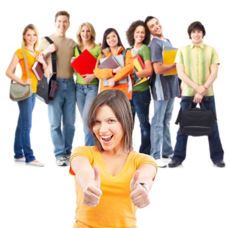 Students. Large group of smiling students. Isolated over white background Students. Large group of smiling students. Isolated over white background