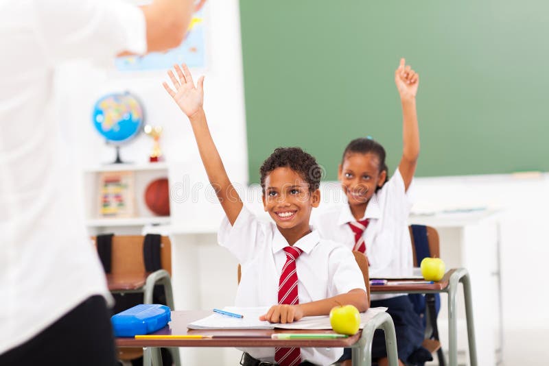 Students arms up royalty free stock image