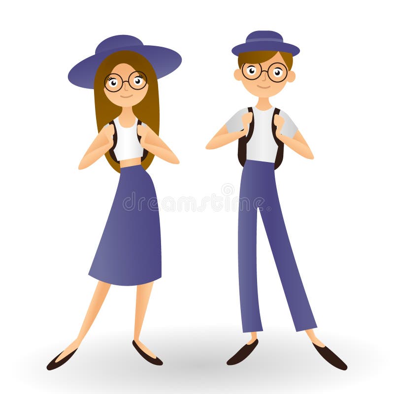 The guy and the girl are going to school. Botanists. Friendship Travelers. Fashionable. Fashion and lifestyle concept - beautiful woman and boy enjoying summer outdoors. Girl with a backpack, teenagers. Concept, school, college, university, study, schoolgirl. Vector flat icon illustration eps10. The guy and the girl are going to school. Botanists. Friendship Travelers. Fashionable. Fashion and lifestyle concept - beautiful woman and boy enjoying summer outdoors. Girl with a backpack, teenagers. Concept, school, college, university, study, schoolgirl. Vector flat icon illustration eps10