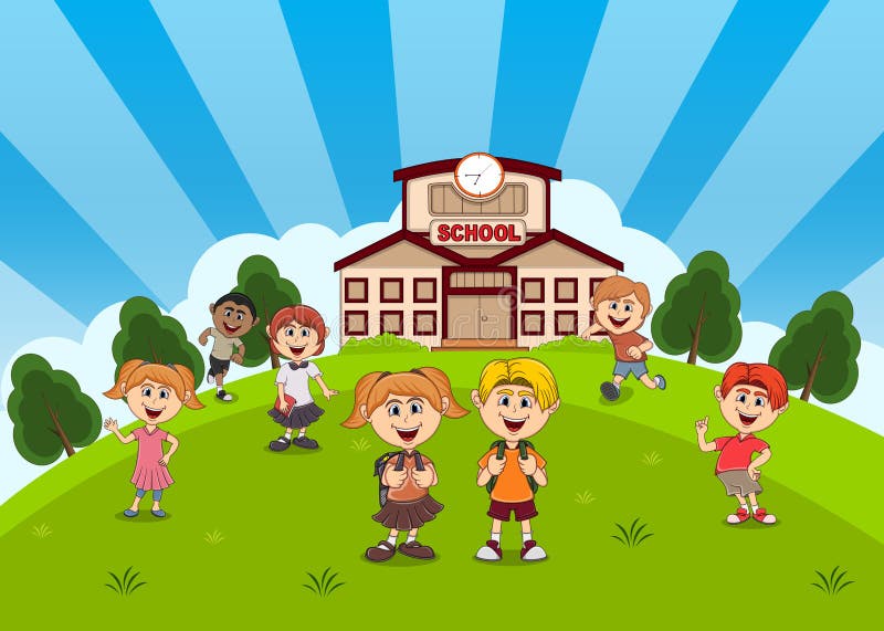 Students in Front of School Back To School Cartoon Stock Vector - Illustration of back, childhood: 98705087 Students in Front of School Back To School Cartoon Stock Vector - Illustration of back, childhood: 98705087