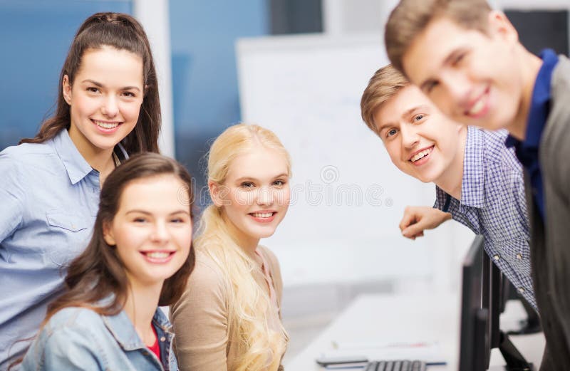 Students having discussion at school stock photos