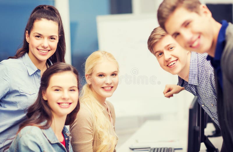 Students having discussion at school royalty free stock image