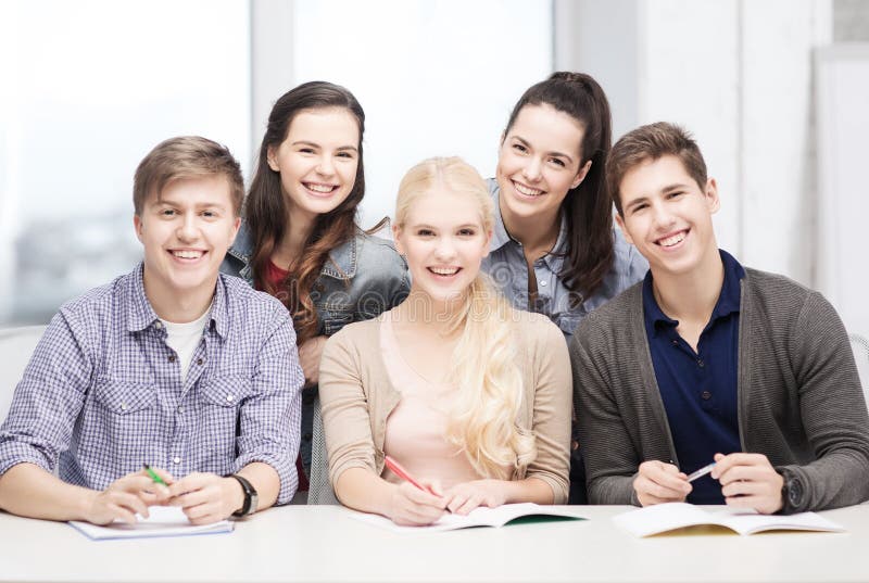 Students having fun at school stock photography