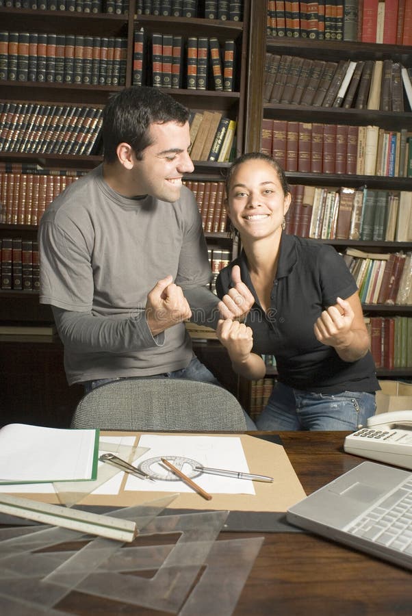 Students Joking in Library