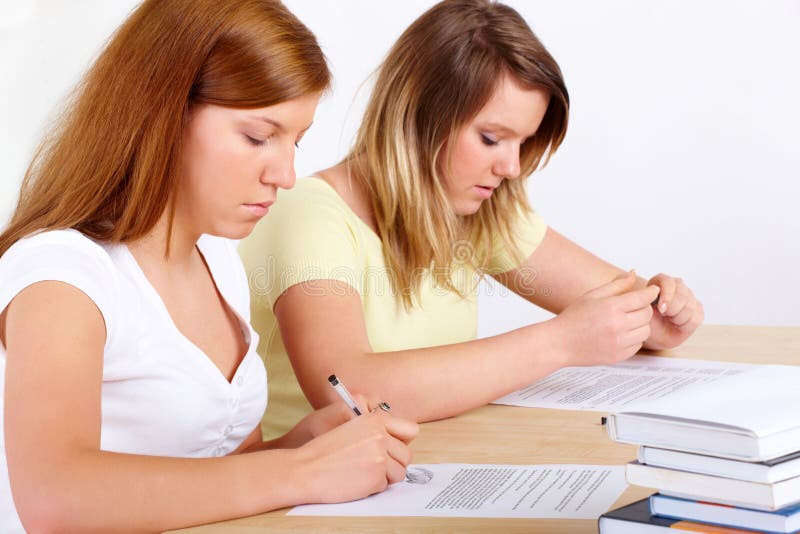 Students learning at desk