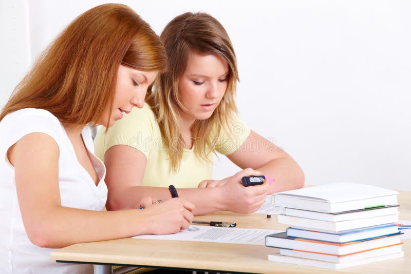 Students learning at desk