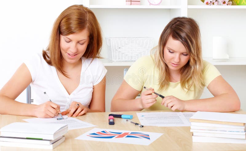 Students learning at desk