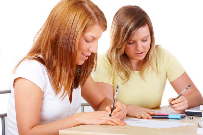 Students learning at desk