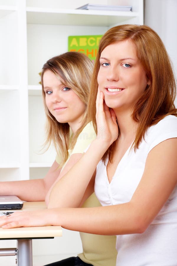 Students learning at desk