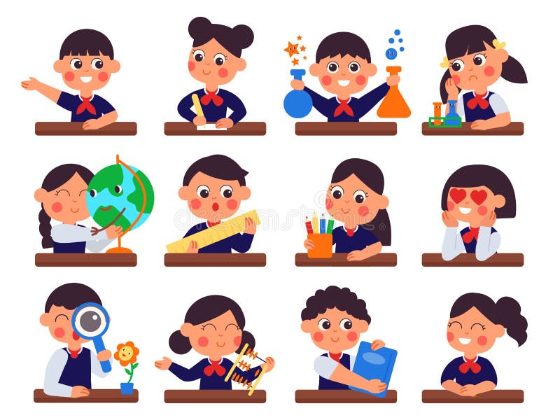 Students Sitting at Desks. Student Study, Kids Writing or Prepare To School Stock Vector - Illustration of study, elementary: 227480087 Students Sitting at Desks. Student Study, Kids Writing or Prepare To School Stock Vector - Illustration of study, elementary: 227480087