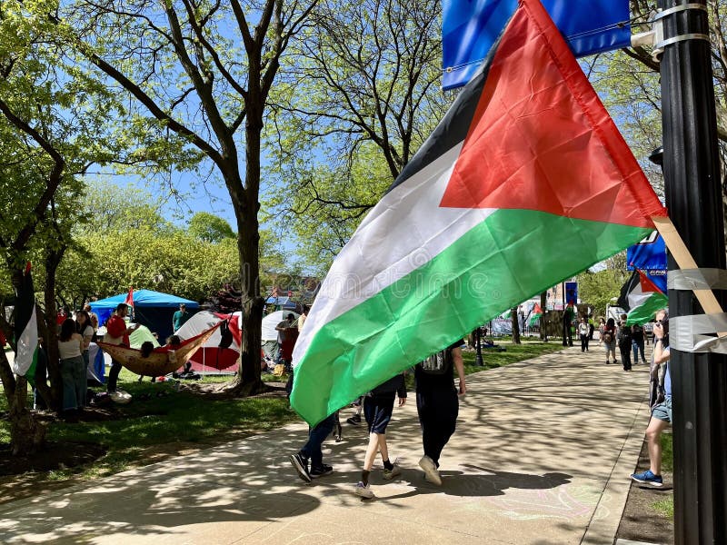 : Students Walk Past Palestinian Flag At DePaul University Palestinian ...