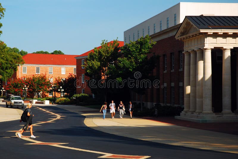 Students walk to their classes of the University of Mississippi stock photo