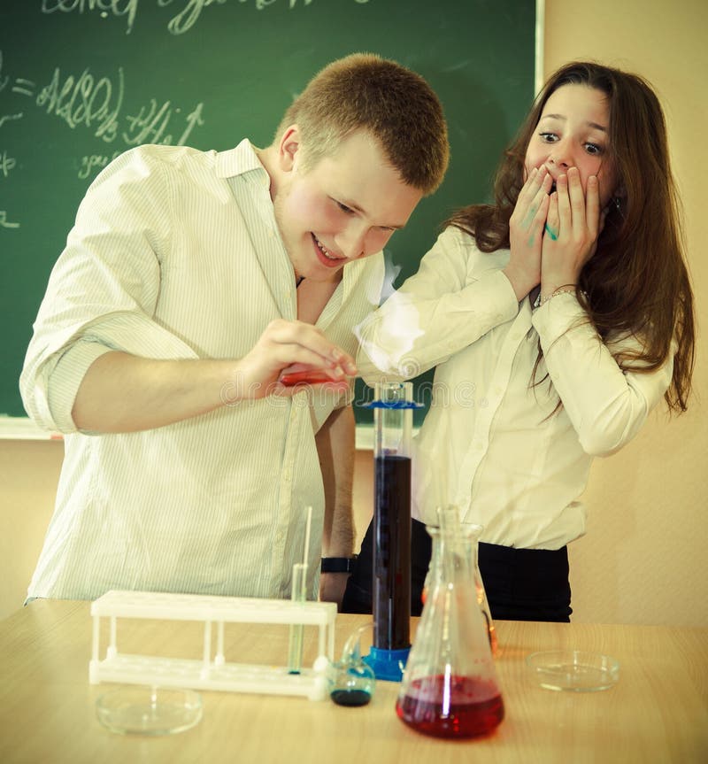 Crazy Scientist at Laboratory on Chemical Experime Stock Image - Image ...