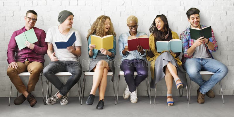 Students Youth Adult Reading Education Knowledge Concept. stock photography