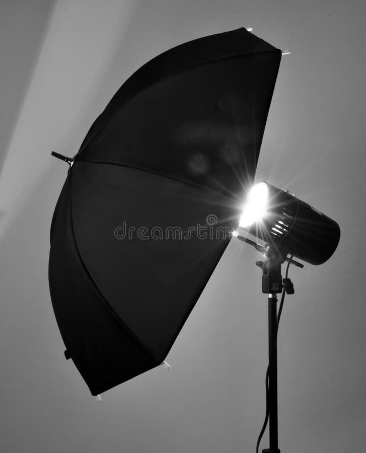 Studio black umbrella stock photo. Image of camera, lighting 27293936
