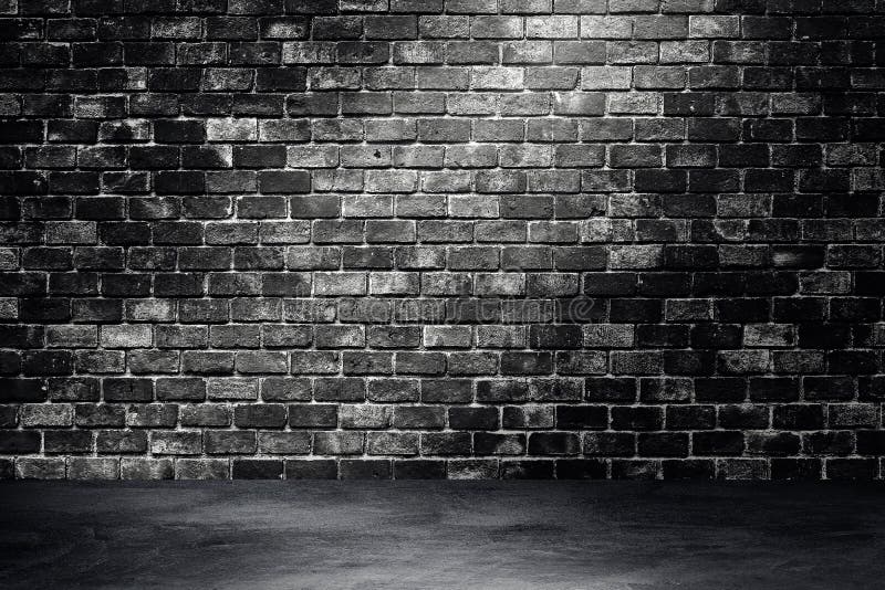 Studio Dark Room Black Brick Wall Grunge Texture Background with ...