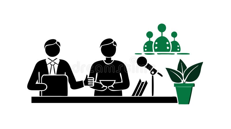 Studio di registrazione podcast per la progettazione di vettori audio di broadcast Generative AI illustrazione di stock