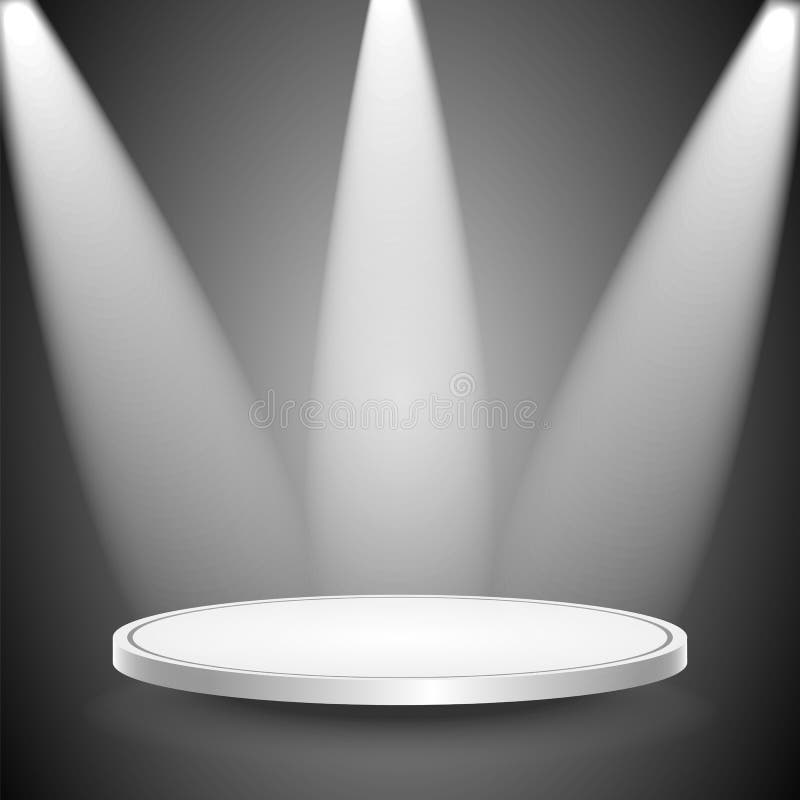 Studio et spotlights.scene illuminés par les rayons du searchli illustration stock Studio et spotlights.scene illuminés par les rayons du searchli illustration stock