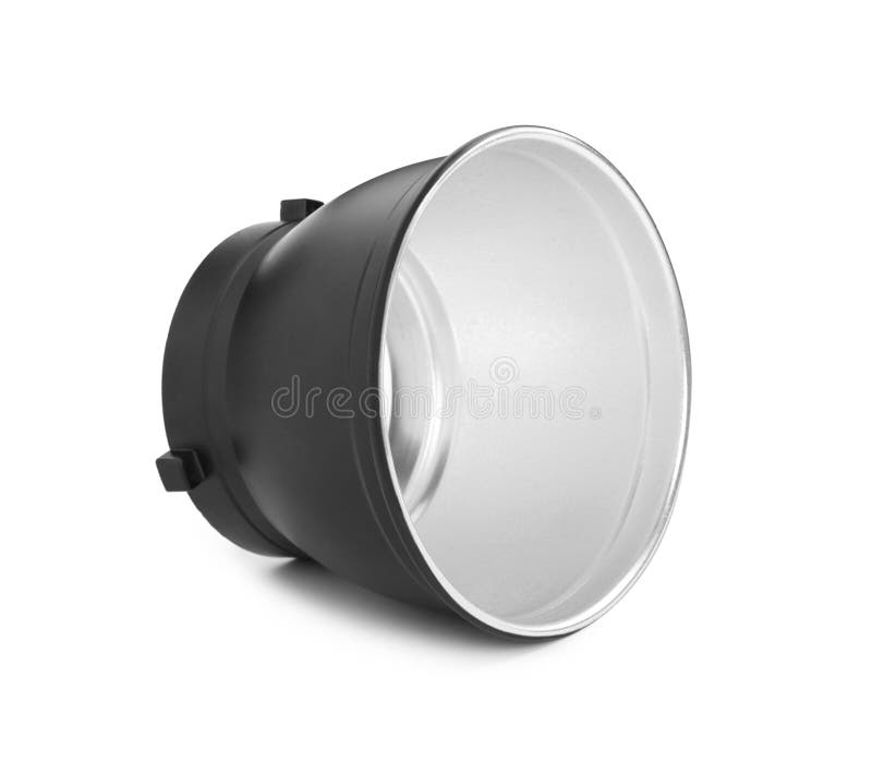 Studio Flash Light Reflector Isolated on White. Professional