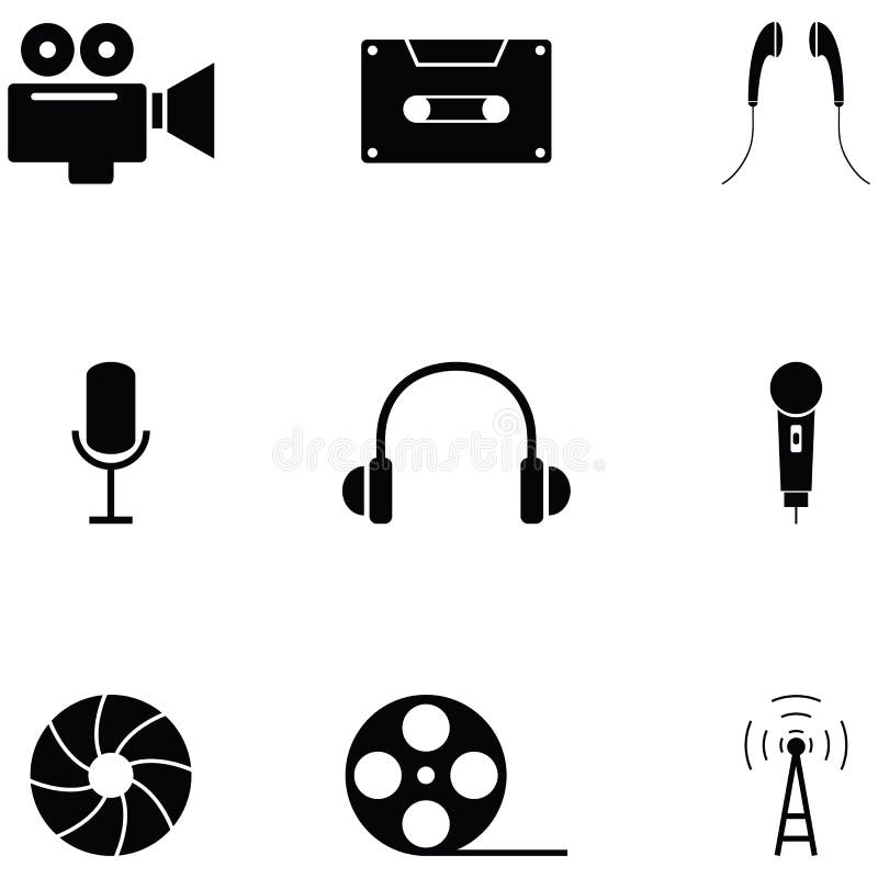 Studio icon set stock vector. Illustration of music - 120572401