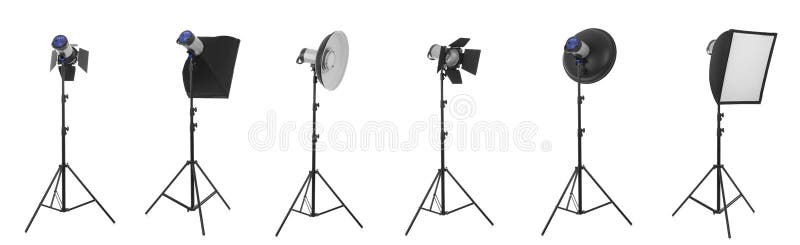 Studio lights on white stock image
