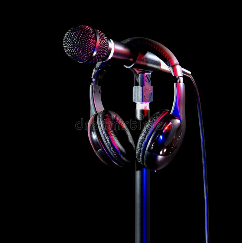Studio Microphone and Headset for Recording Singer Stock Image Image