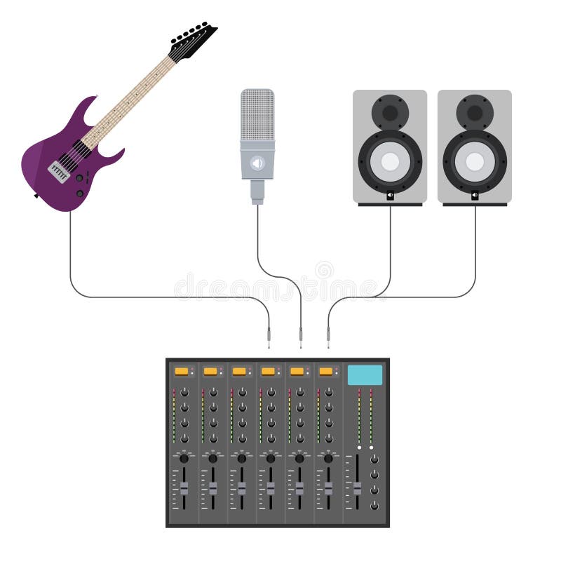 Studio Mixer with Music Gear Stock Illustration - Illustration of ...