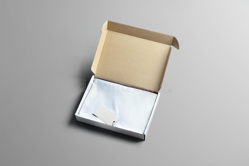 Download Studio Mockup With With Blank T Shirt Lying In Carton Box Stock Image Image Of Card Single 133938285