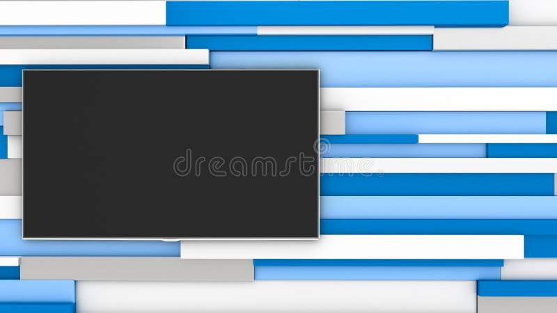 Studio. News room. White wall. Tv studio. White studio. Empty screen. Blue lines. Tv wall pattern illustrations