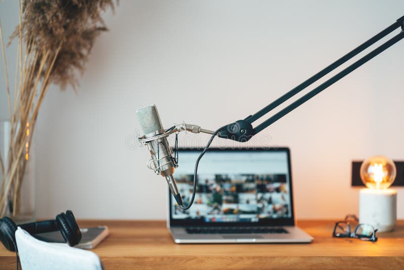 Studio podcast wnętrze obraz stock