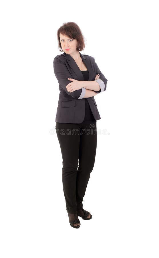 Girl in a dark suit stock photo. Image of suit, standing - 134353906