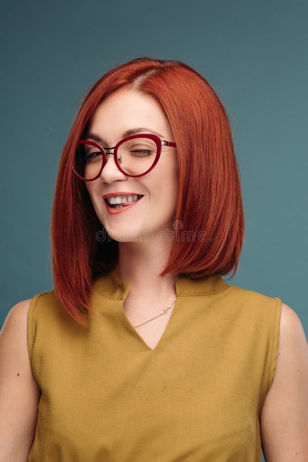 Studio Portrait of a Happy Girl with Brown Hair. Stock Image - Image of ...