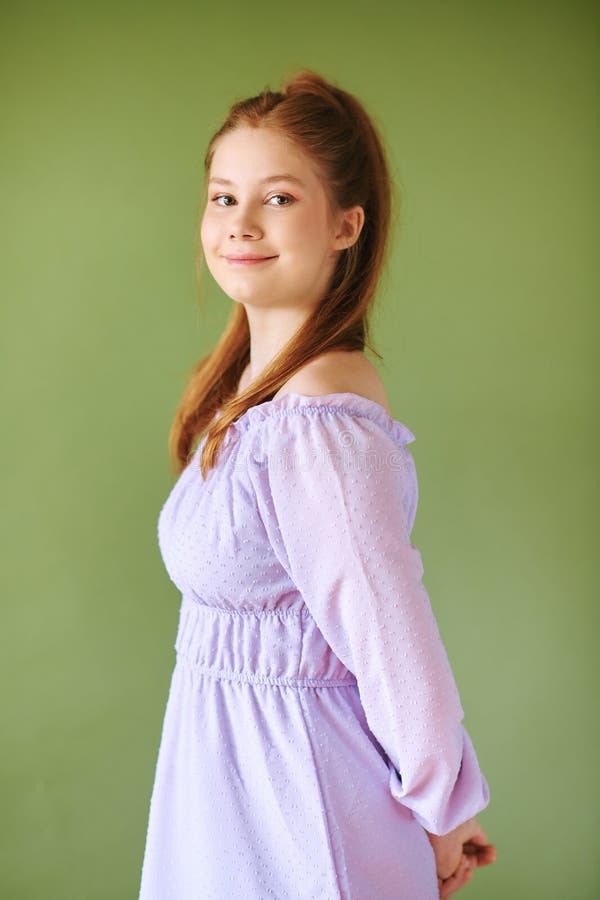 Studio Portrait of Pretty Young Teenage 15 - 16 Year Old Girl