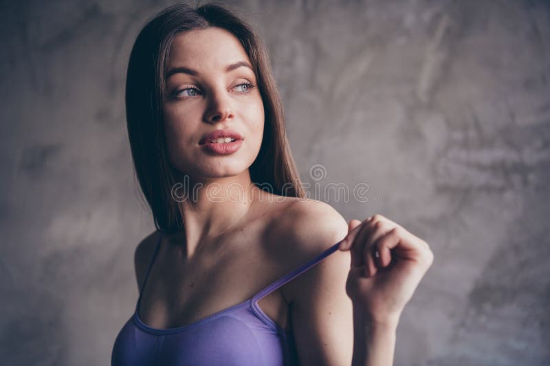 Underwear Ad. Calm Young Woman Is Standing And Posing. Isolated On  Background Stock Photo, Picture and Royalty Free Image. Image 68721102.