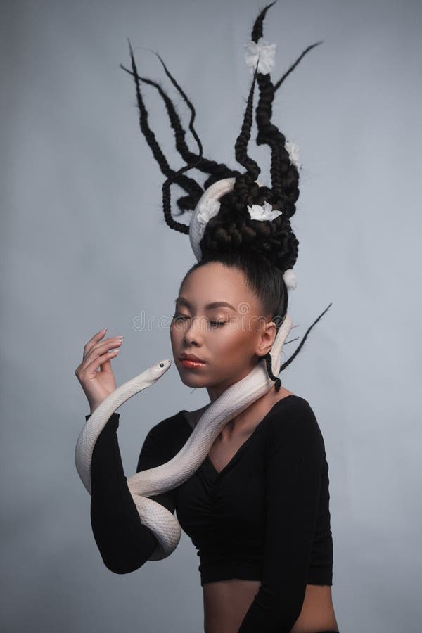 Studio portrait of young asian woman stock images