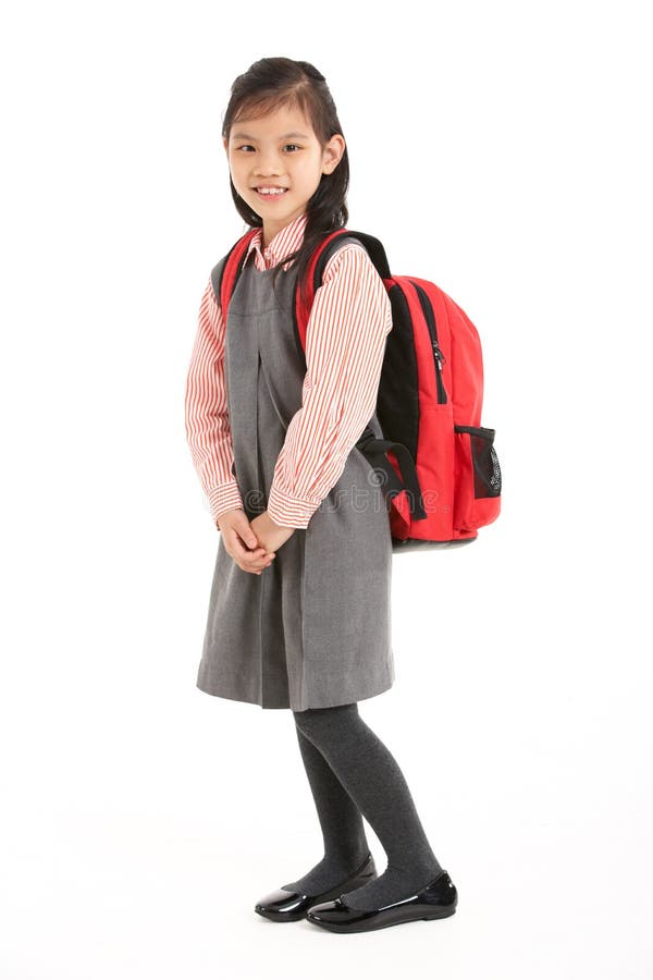 Studio schoss vom chinesischen Mädchen in der Schuluniform stockbilder Studio schoss vom chinesischen Mädchen in der Schuluniform stockbilder