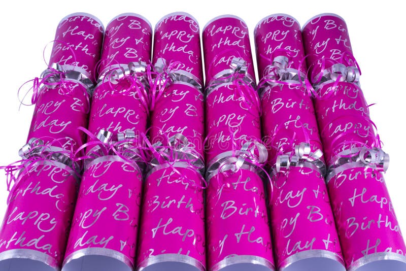 Pink Birthday Cracker stock image. Image of glittery 79170185