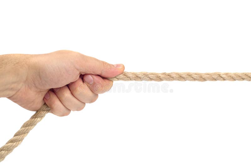 Single Hand Pulling Rope on White Background Stock Photo Image of